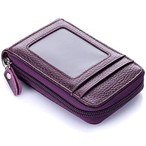 JOEBO Kunstleder-Kreditkarten-Geldbörse mit Reißverschluss und Ausweisfenster, kleine Akkordeon-Geldbörse/349 (Color : Purple)