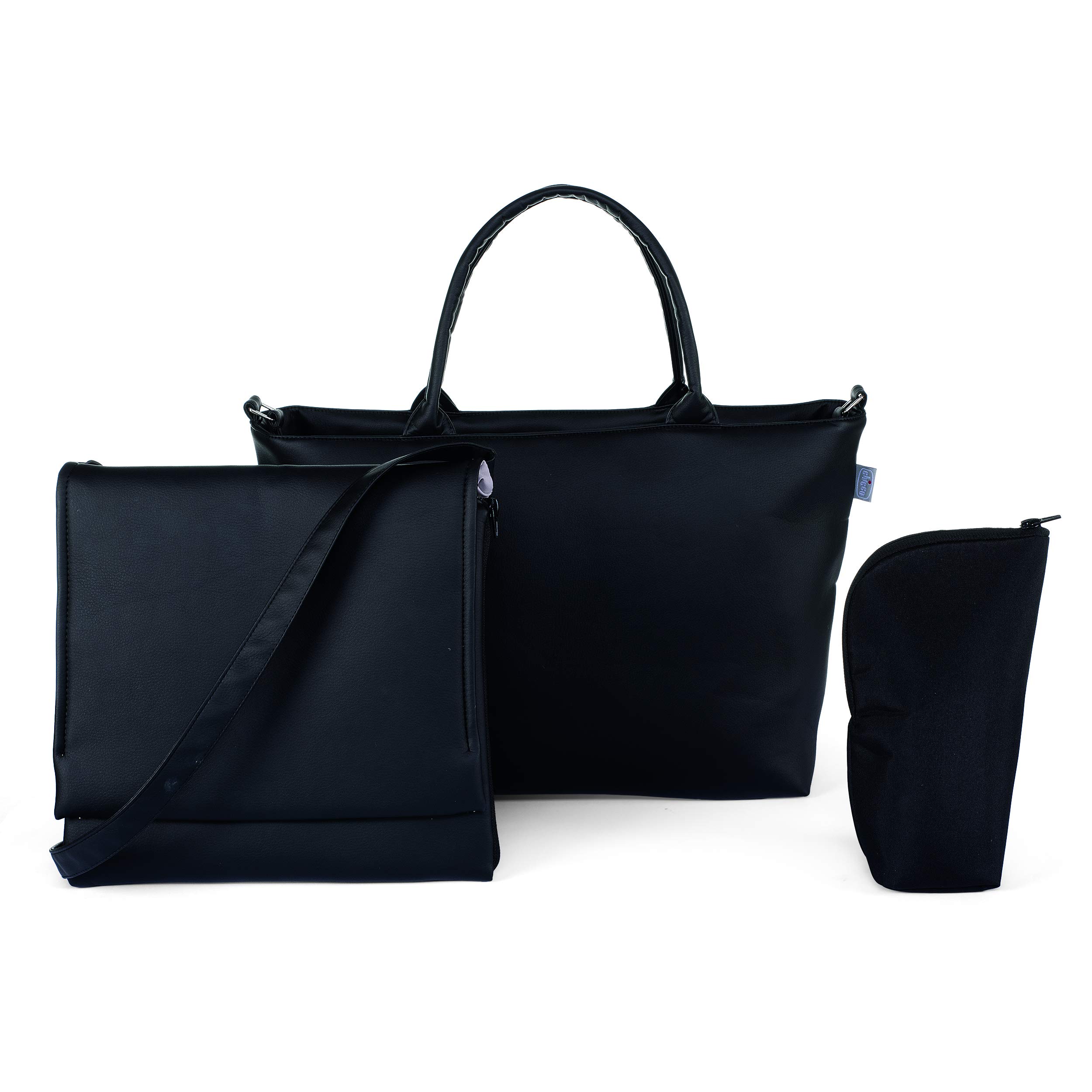 Chicco Bag in Bag Organizer mit Wickelunterlage und Mini-Tasche aus Ecopel, Schwarz (Pure Black)