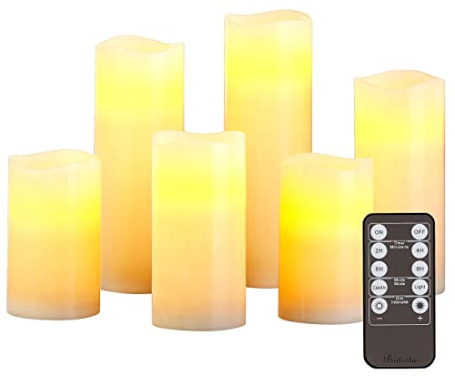 Britesta LED Kerzen Timer: 6er-Set dimmbare LED-Echtwachskerzen mit Fernbedienung, in 5 Größen (LED Kerzen mit Fernbedienung)