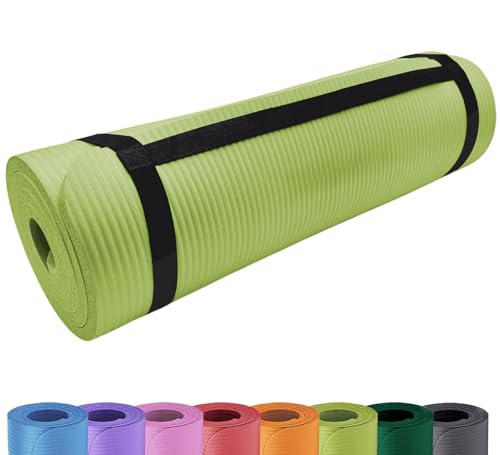 Deluxe Yogamatte Rutschfest und Gepolstert Tragegurt extra dick 15mm - Premium Gymnastikmatte mit Tragegrif für Zuhause und Draußen - auch als Isomatte oder Campingmatte 180 x 60,5 (hellgrün)