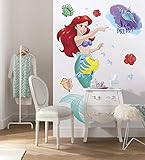 Disney selbstklebende und konturgeschnittene Vlies Fototapete von Komar - Ariel XXL - Größe: 127 x 200 cm - Wandtattoo, Kinderzimmer, Mädchen, Meerjungfrau, Sticker