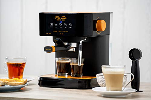 ECODE Espressokocher Forte Touch, 20 bar, Touchscreen, Edelstahlstruktur, Capuccinator Schaumaufsatz, 1,6 Liter, Express, 1050 Watt ECO-420