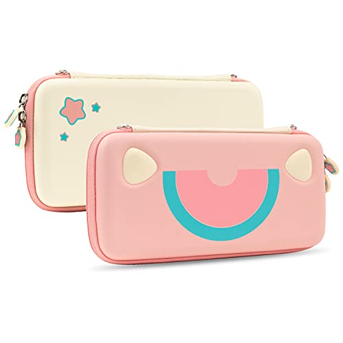 ENFILY Tragetasche für Nintendo Switch, Animal Crossing Travel Bag Cover Hard Shell, Cute Watermelon Cat Schutzhülle mit 10 Game Cards Solts