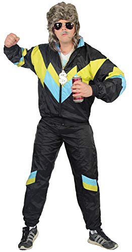 80er Jahre Trainingsanzug Kostüm für Herren - schwarz gelb babybla - Größe S-XXXXL - Jogginghose Assi, Größe:XL