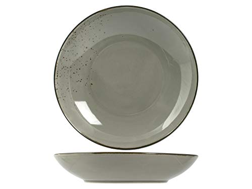 H&h set 6 piatti pasta stoneware reactive grigio cm 26