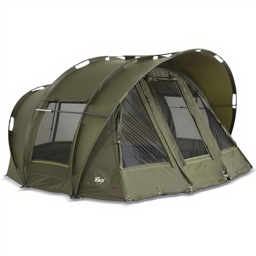 Lucx Bivvy 'Leopard' Zelt/Angelzelt 1-3 Mann Karpfenzelt-Carp Dome-Fishing Tent-Campingzelt 10.000mm Wassersäule, Oliv Grün
