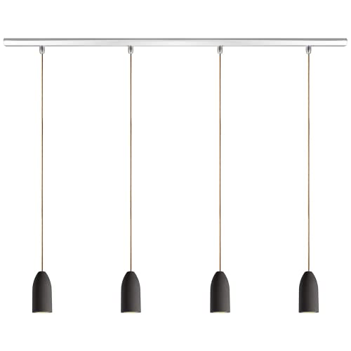 Buchenbusch urban design 4er Betonlampe"dark edition" – Textilkabel"Gold" (26 Farben) – Deckenleuchte aus Beton mit Deckenschiene & GU 10 LED Strahlern, Pendelleuchte Esstisch, Esszimmer, dimmbar