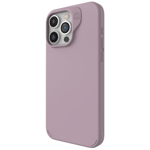ZAGG Manhattan Snap iPhone 15 Pro Max Hülle – Premium Silikon iPhone Hülle, strapazierfähiges Graphen-Material, Glatte Oberfläche mit bequemem Ripple Grip, MagSafe Handyhülle, Lavendel