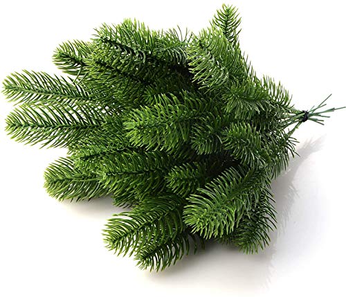 SANGDA Künstliche Tannenzweige, künstliche Weihnachtsgirlande, grüne Pflanzen, DIY-Zubehör für festliche Feiertagsdekoration (30 Stück, 24 x 8 cm)