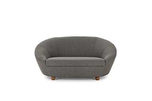 LOOKS by Wolfgang Joop Looks IV Designer Sofa, 2 Sitzer mit Kugelfüßen, 2er Couch, blau-grau, 178x114x82 cm