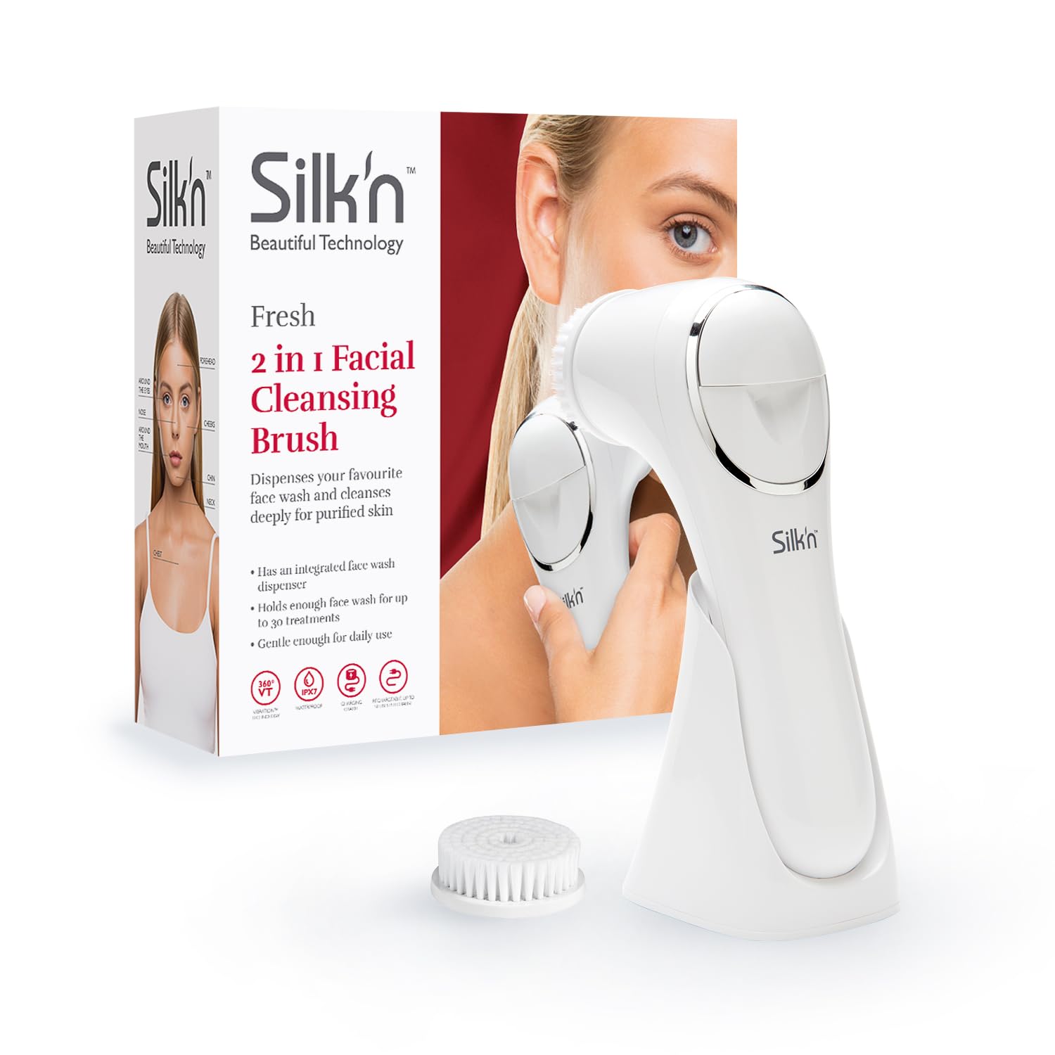 Silk'n Fresh - Gesichtsreinigungsbürste mit Spender für Reinigungslotion - Gesichtsreinigung und Hautmassage