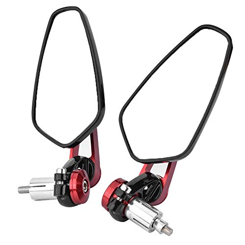 Motorrad Rückspiegel, Universal Aluminium Alloy Motorrad Lenkerende Seitenspiegel Verstellbare Rückspiegel mit 7/8"(rot)