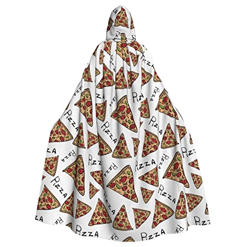 WURTON Kapuzenumhang mit Pizza-Muster für Erwachsene, Karneval, Hexe, Cosplay, Kostüm, Karneval, Partyzubehör, 185 cm