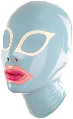 Blaue Latex-Gummi-Unisex-Maskenhaube Aus Gummi Für Party-Bodysuit-Wear-Club-Cosplay,X-Large