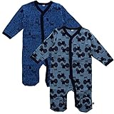 Pippi Baby - Jungen Pippi 2er Pack Baby Schlafanzug mit Aufdruck, Langarm Füßen Schlafstrampler, Blau (Blue 725), 62 EU
