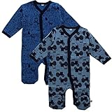 Pippi 2er Pack Baby Jungen Schlafstrampler mit Aufdruck, Langarm mit Füßen, Alter 4-6 Monate, Größe: 68, Farbe: Blau, 3821