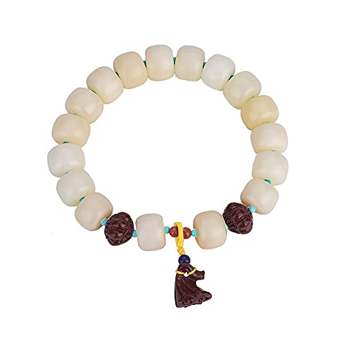 SEIBES Tibetisch-buddhistische Gebetskette, weiße Jade, Bodhi-Wurzel, Handschnur, Bodhi-Buddha-Perlen, Rosenkranzperlen for Männer und Frauen, mit einem einzigen Ringarmband (Color : Jade)