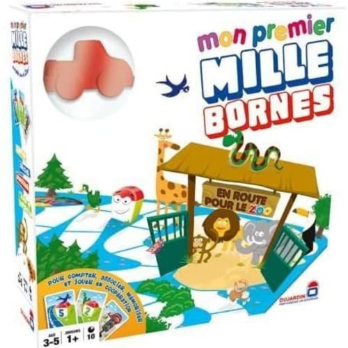 Dujardin 59001 Brettspiel Mein 1. Mille Bornes - Auf zum Zoo, französisches Gesellschaftsspiel