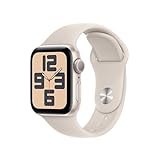 Apple Watch SE (2. Generation, 2023) (GPS, 40 mm) Smartwatch mit Aluminiumgehäuse und Sportarmband (M/L) in Polarstern. Fitness- und Schlaftracker, Unfallerkennung, Herzfrequenzmesser, Retina Display