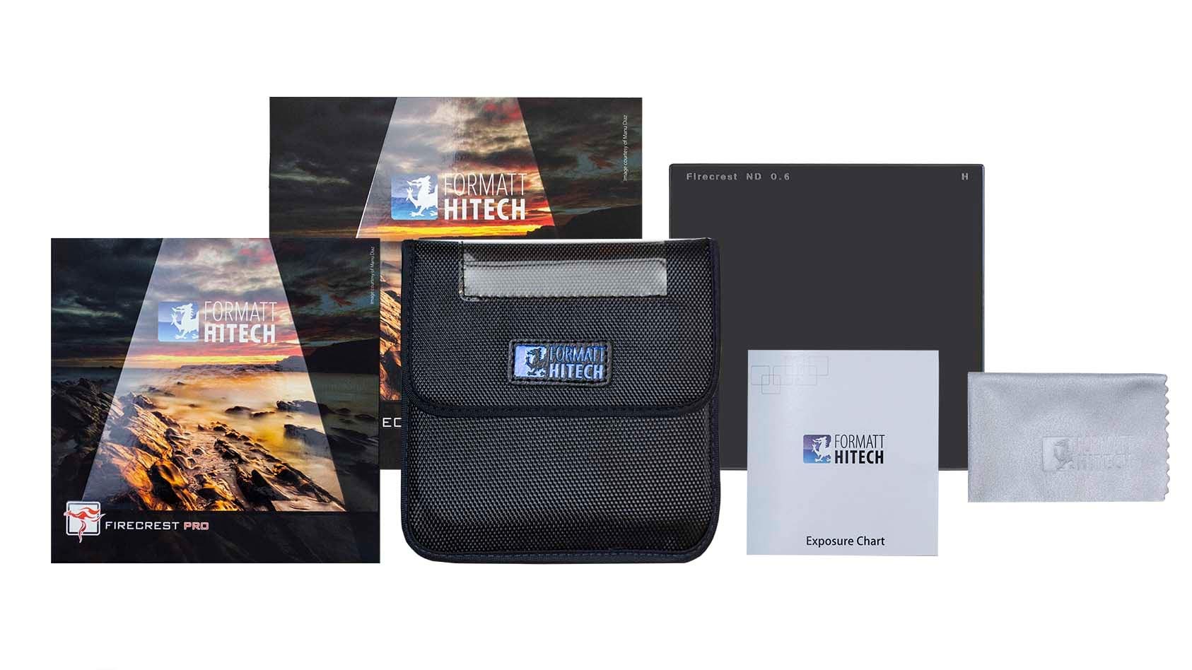 Formatt Hitech Firecrest Pro 100mm Standard ND - Profi-Kamerafilter - Kompletter Lichtauslaufschutz - 100x100mm Neutraldichtefilter mit Tuch, Etui, Belichtungsdiagramm & Booklet