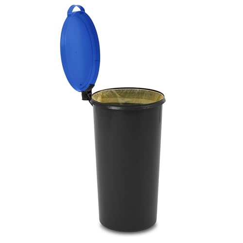 KUEFA VL 60l Müllsackständer, Mülleimer, Sammelbehälter mit Scharnierdeckel für den Gelben Sack, Pfandflaschen, Leergut (1, Himmelblau)