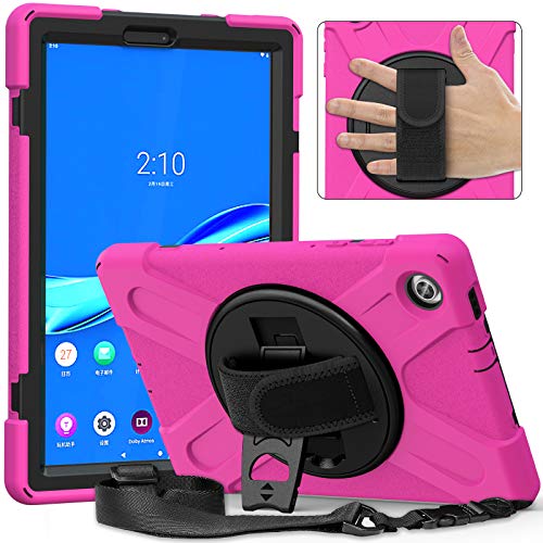 YGoal Hülle für Lenovo Tab M10 HD 2nd Gen - [Handschlaufe] [Schultergurt] Robuste Schutzhülle mit Fallschutz Case Cover für Lenovo Tab M10 HD 2 TB-X306X/X306F 10.1 Zoll, Rose