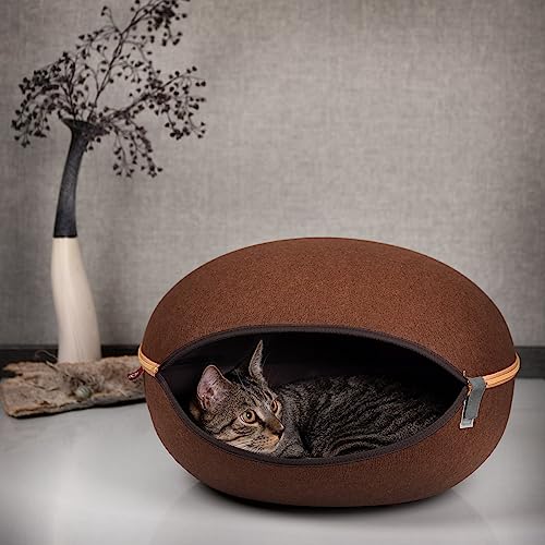 CanadianCat Company ® | Katzenhöhle, Katzennest in Camelfarben - das Katzenbett mit Stil 52 x 45 x 33 cm