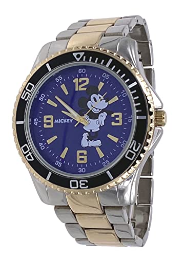 Mickey Mouse Disney MK8061 Herren-Armbanduhr, sportlich, zweifarbig, blaues Zifferblatt, 3 Zeiger, analog, Blau, Analoguhr, Quarzuhrwerk