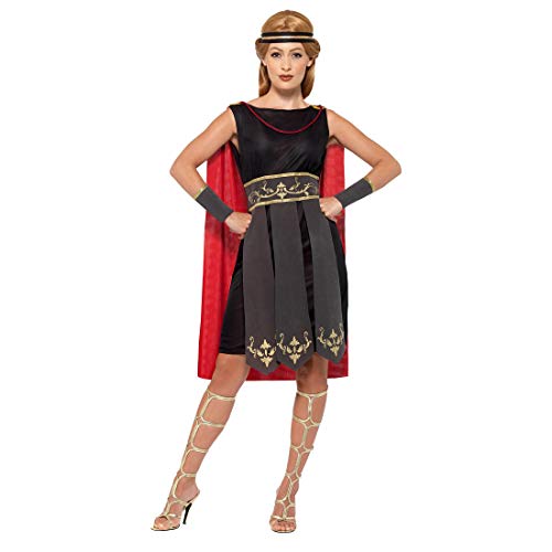Außergewöhnliches Kostüm Römische Kriegerin / Schwarz XL (46/48) / Antike Heldin Kleid mit Umhang Amazone / Wie geschaffen zu Fasching & Karneval
