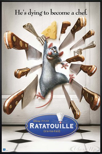 Close Up Ratatouille Poster He's Dying to Become a Chef (93x62 cm) gerahmt in: Rahmen schwarz