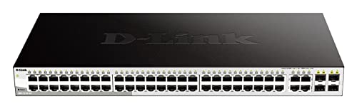 D-Link DGS-1210-52/E 52-Port Gigabit Smart Switch (48 x 10/100/1000 Mbit/s Base-T-Ports und 4 x 100/1000 Mbit/s Combo) - Nur EU netzkabel