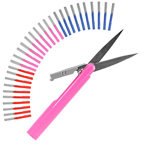 BambooMN Penblade tragbare Reiseschere, Stift-Stil, Großpackung, Pink, Rot und Dunkelblau, je 10 Paar