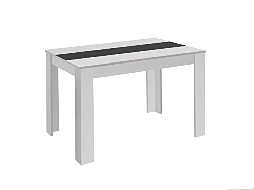 byLIVING Esstisch Nori/Moderner Küchentisch in Weiß/Einlegeplatte wendbar in schwarz oder weiß/Goßer Tisch / 140 x 80, H 75 cm