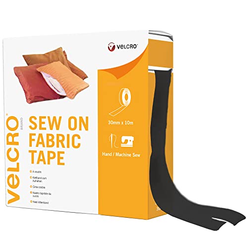 VELCRO - Sew on Tape 30mm X 10 Meter schwarz - Klettband zum Aufnähen Haft und Flauschteil (BxL) 30mm x 10 Meter schwarz