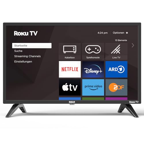 RCA Roku TV 24 Zoll (60cm) Smart TV Fernseher LED HD Ready Triple Tuner (DVB-T/T2-C-S/S2) Dolby Audio Funktioniert mit Apple TV+ Netflix Disney+ YouTube Prime Video HDMI USB WiFi
