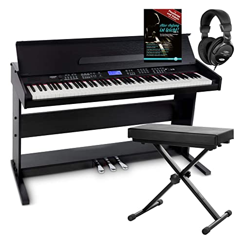 FunKey DP-88 II Digitalpiano schwarz Set mit Keyboardbank, Kopfhörer und Klavierschule