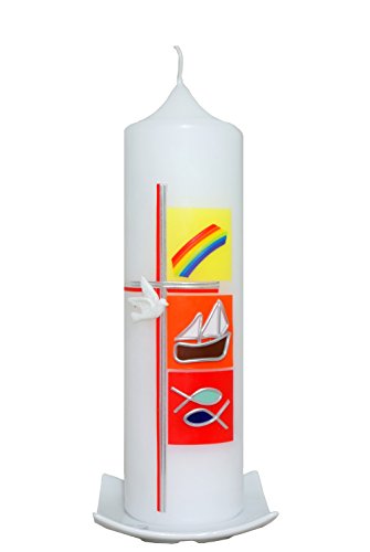 Taufkerze Kreuz mit Boot (gelb) 25x7cm mit Karton, wird NUR auf Kundenwunsch für Sie gefertigt. Bei uns bekommen sie keine Massenware. Den Beschriftungswunsch (Vorname und ein Datum ) bitte an: info@artecera.com