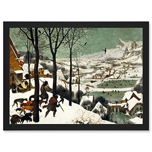 Pieter Bruegel The Elder Hunters In The Snow Winter Painting Artwork Framed Wall Art Print A4