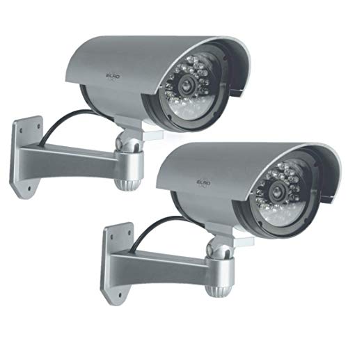 ELRO CDB25S-2 Außen Attrappe Kamera-Dummy Überwachungskamera mit LEDs-2 Pack, 2 Stück