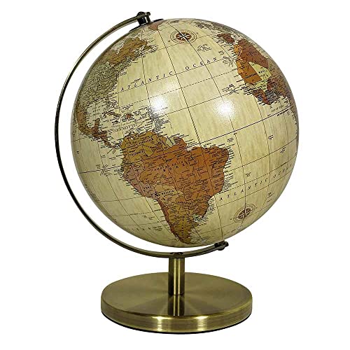 Globus Creme Weltkugel mit Ständer Gold Standglobus Erde Atlas Ø 18cm