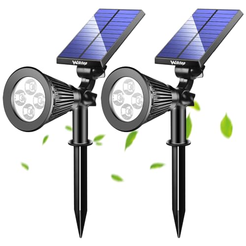 Wilktop LED Solar Strahler Solarleuchte Landscape (2x;Warmweiß) 3th Version Superhelle Spotlight Solarbetriebene; Wasserdicht für die Hinterhöfe, Gärten, Rasen usw