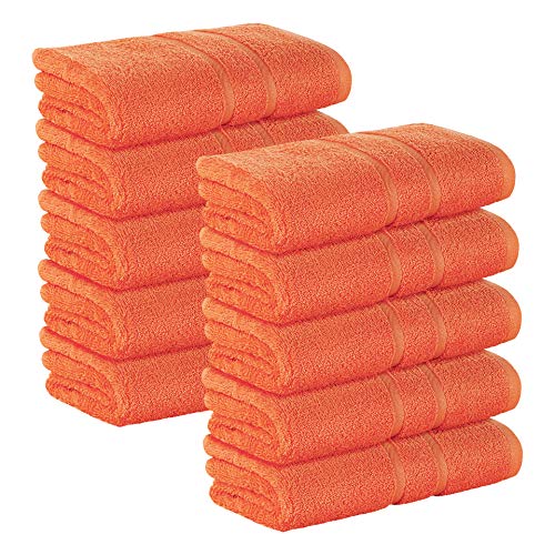 10 Stück Premium Frottee Handtücher 50x100 cm in orange von StickandShine in 500g/m² aus 100% Baumwolle