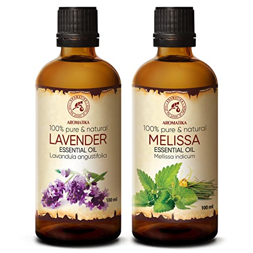 Ätherische Öle Lavendelöl - Melissenöl 2 x 100 ml - Rein & Natürlich - Melisse - Lavendel Öl - für Diffuser - Ruhiger Schlaf - Aromatherapie - Entspannung - Raumduft - Körperpflege - Raumduft