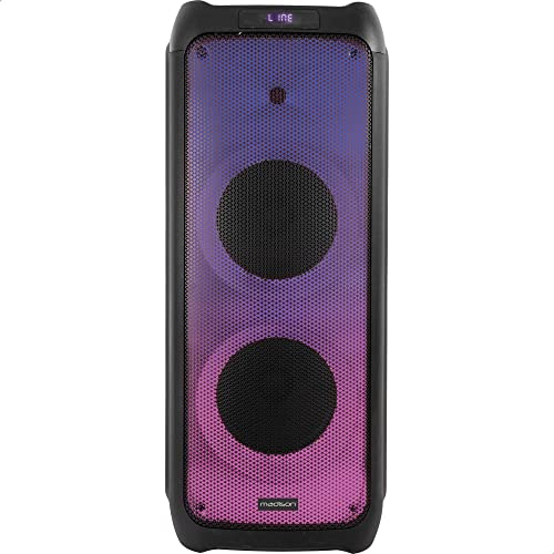 MAD-VEGAS120 - MADISON - 800W 2x10"-Lautsprecher mit Bluetooth, USB und MICRO-SD - Beleuchtete Vorderseite mit 172LEDs - Schwarz.