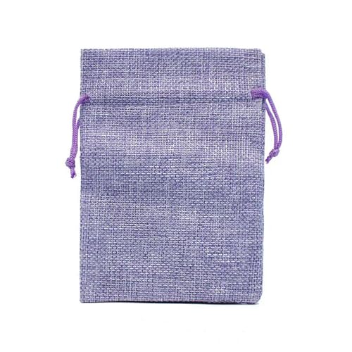 10X14 13X18 50Pcs/Lot Drawstring Natural Burlap Jute Gift Bags Multi Size Packaging Wedding Candy Pouch Can Print Logo-Purple-4-10X14CM
