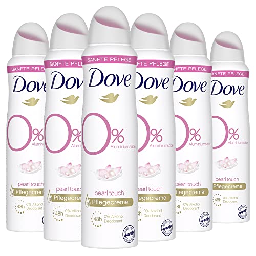 Dove Deo Spray Pearl Touch Deo ohne Aluminium schützt 48 Stunden vor Körpergeruch 150 ml (6er Pack)