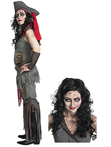 Maskworld - Verflucht gutes Zombie-Piratin Kostüm und Perücke - Untoter Pirat für Frauen Größe: L - Karneval, Fasching, Halloween & Motto-Party Verkleidung - Deluxe-Edition