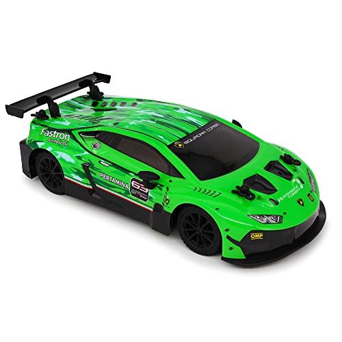 CMJ RC Cars Lamborghini Lamborghini Huracan GT3 grünes, offiziell lizenziertes ferngesteuertes Auto, Maßstab 1:24, Arbeitsscheinwerfer, 2,4 GHz
