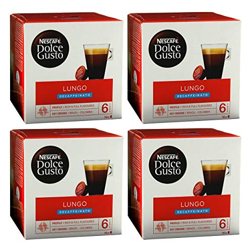 Nescafé Dolce Gusto Caffè Lungo Decaffeinato, Kaffee, Kaffeekapsel, 4er Pack, 4 x 16 Kapseln
