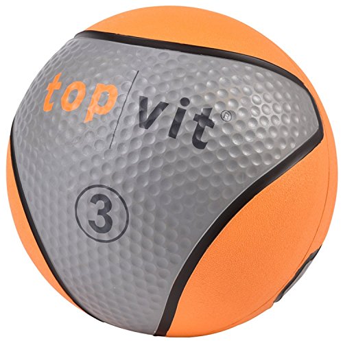 top vit Medizinball - Fitnessball mit Gummioberfläche | Medizinbälle in Studio Qualität (3 kg Neonorange)